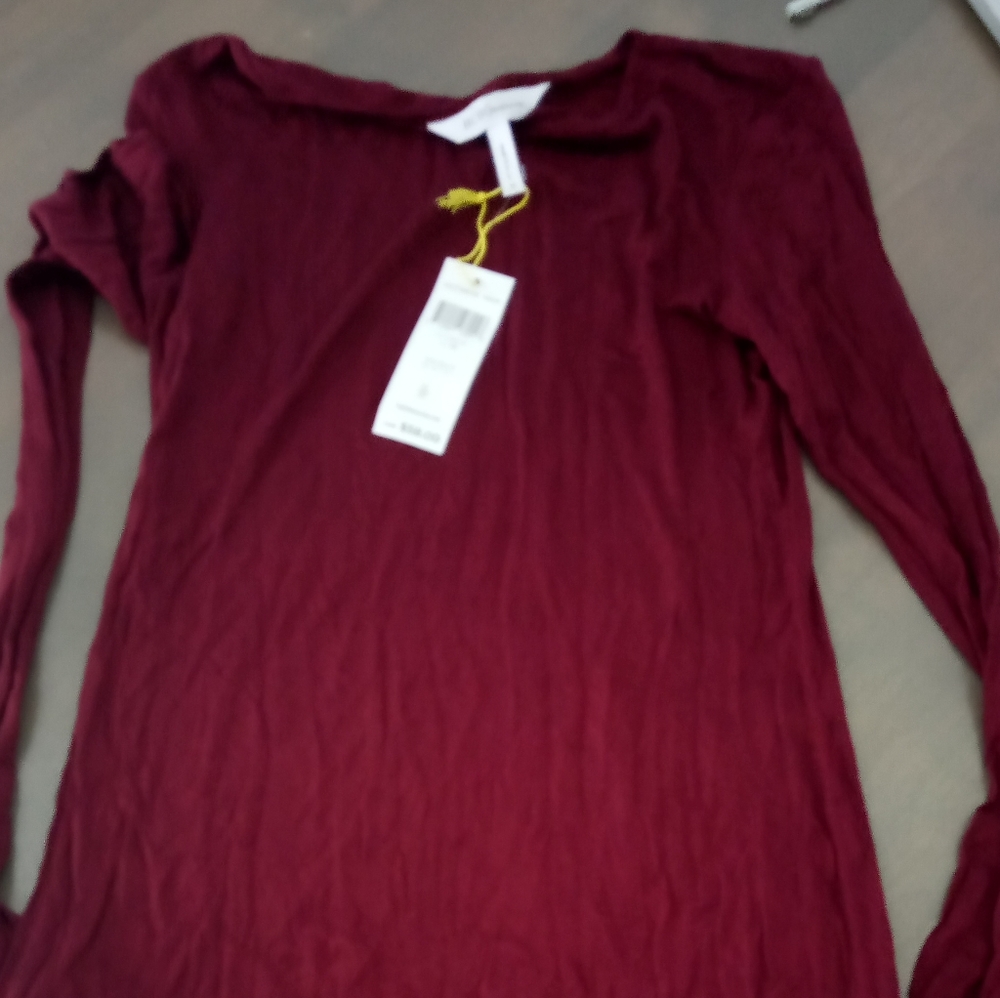 BCBGENERATION burgundy long sleeve sheer shirt, size M